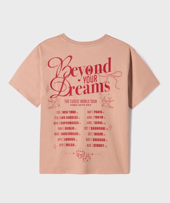 Tee-shirt manches courtes avec inscriptions buste et dos fille vue3 - GEMO 4G FILLE - GEMO