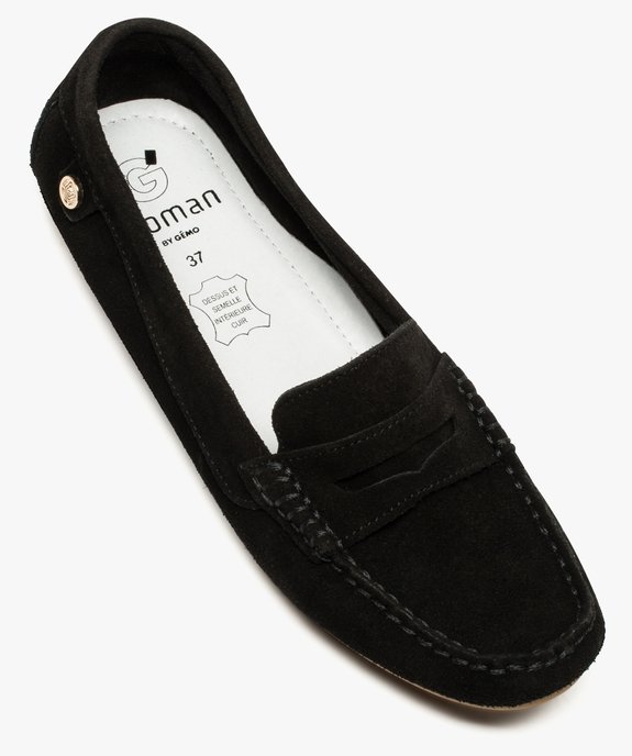 Mocassins femme en cuir uni et semelle à picots vue5 - GEMO (CASUAL) - GEMO