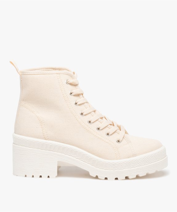 Tennis femme mid-cut en toile unie à talon et semelle crantée vue2 - GEMO (SPORTSWR) - GEMO