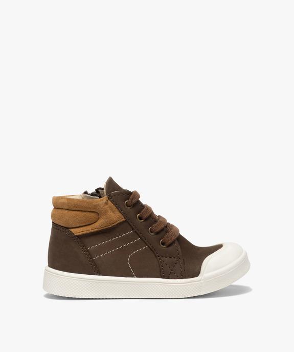 Baskets bébé garçon en cuir fermeture zippée vue1 - GEMO(BEBE DEBT) - GEMO