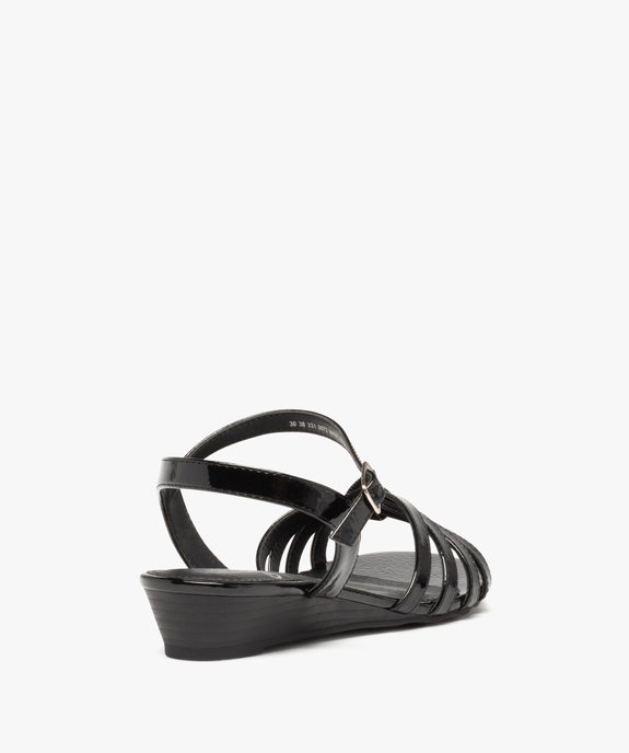 Sandales femme à petit talon et fines brides vernies vue4 - GEMO (CASUAL) - GEMO