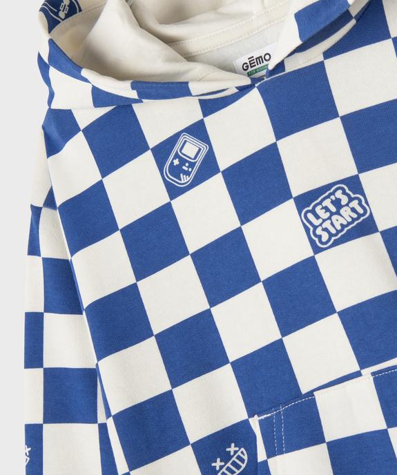 Sweat à capuche à motif damier garçon vue2 - GEMO 4G GARCON - GEMO