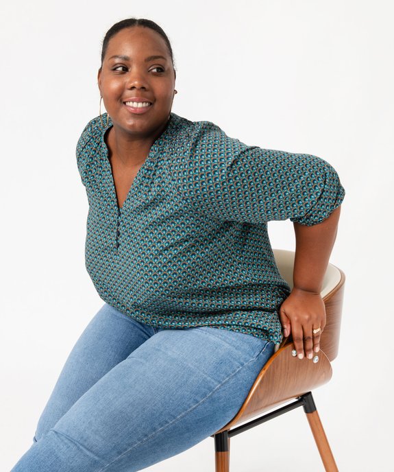 Blouse imprimée à manches 3/4 femme grande taille vue1 - GEMO 4G GT - GEMO