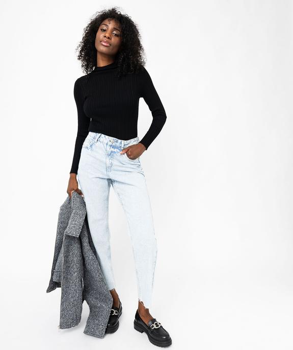Pull en maille côtelée à col montant femme vue5 - GEMO 4G FEMME - GEMO