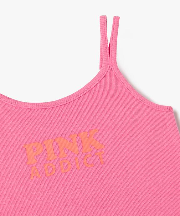 Débardeur à fines bretelles en maille côtelée avec message fille vue2 - GEMO 4G FILLE - GEMO