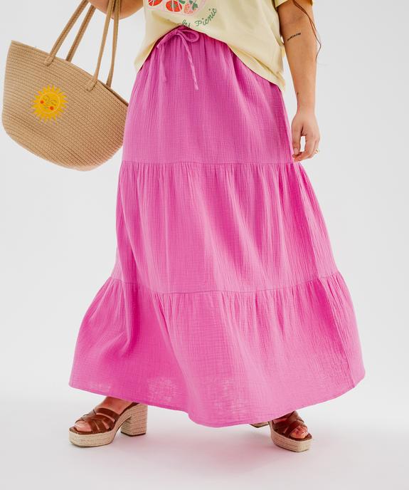 Jupe longue et ample en gaze de coton femme grande taille vue1 - GEMO (G TAILLE) - GEMO