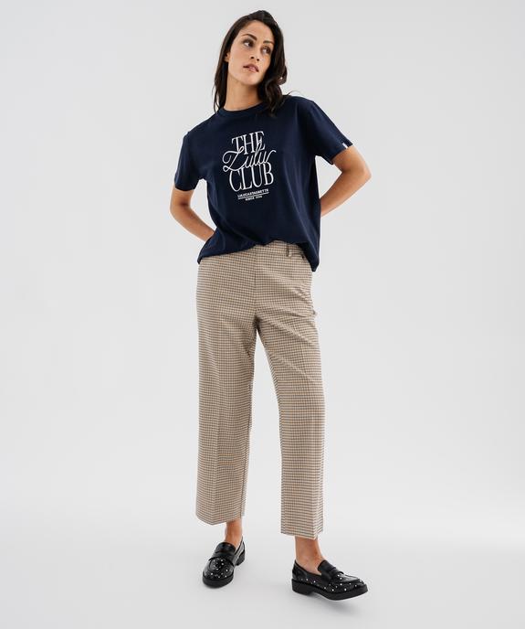 Tee-shirt manches courtes en jersey de coton épais brodé femme - LuluCastagnette vue1 - LULU CASTAGNETTE G4G D - GEMO