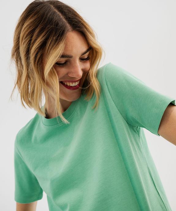 Tee-shirt manches courtes et col rond uni en coton résistant femme vue2 - GEMO(FEMME PAP) - GEMO