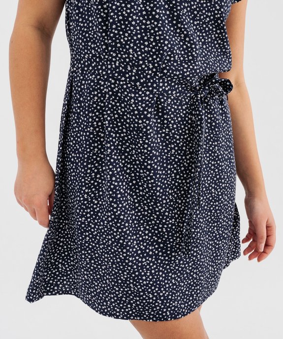 Robe courte sans manches en viscose fleurie à volants femme vue4 - GEMO 4G FEMME - GEMO