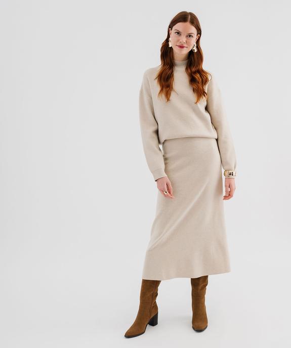 Pull à col montant coupe loose femme vue5 - GEMO 4G FEMME - GEMO