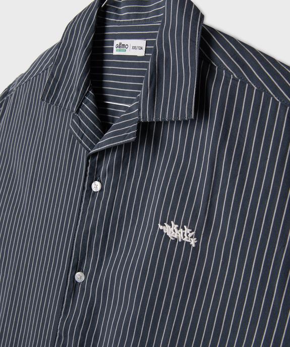 Chemise manches courtes à rayures et col cubain garçon vue2 - GEMO (JUNIOR) - GEMO