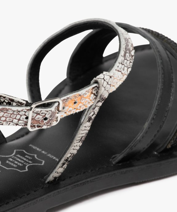 Sandales femme plates à fines brides dessus cuir - Tanéo vue6 - TANEO - GEMO