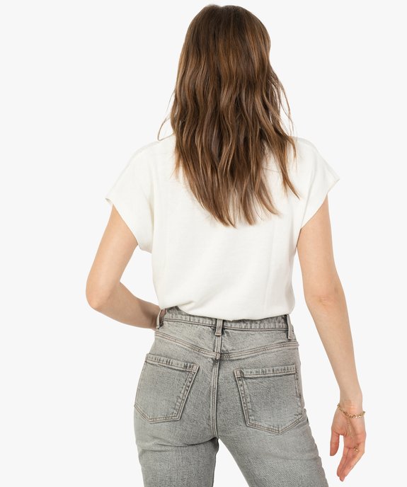 Pull femme à manches courtes avec devant ajouré vue3 - GEMO(FEMME PAP) - GEMO