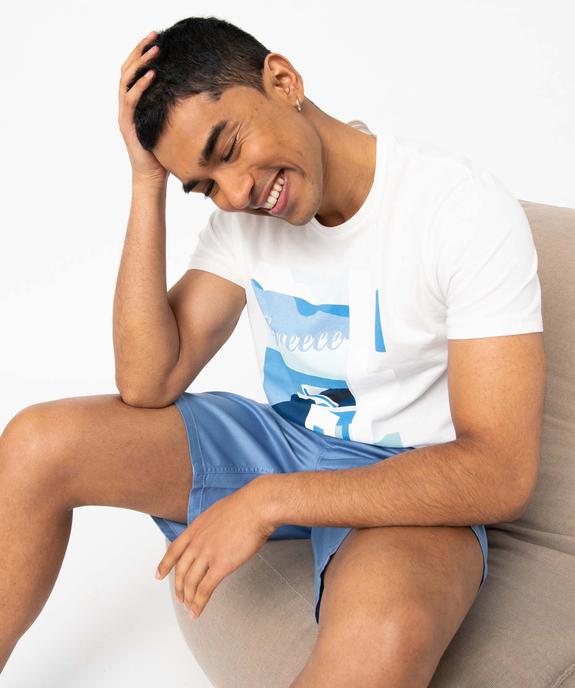 Tee-shirt homme à manches courtes à motif estival vue1 - GEMO 4G HOMME - GEMO