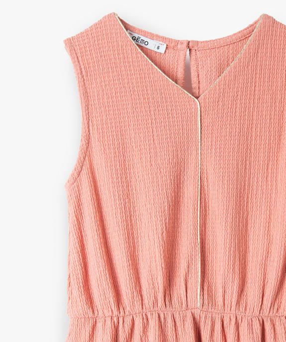 Robe fille en maille gaufrée avec col V doré vue2 - GEMO (ENFANT) - GEMO