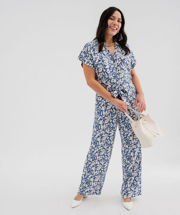 Combinaison pantalon à manches courtes fluide femme vue1 - GEMO 4G FEMME - GEMO