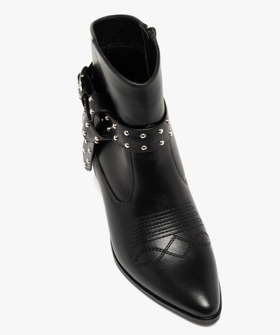 Boots femme à talon cubain santiags bout surpiqué avec brides fantaisie cloutées vue6 - FOLLOW ME - GEMO