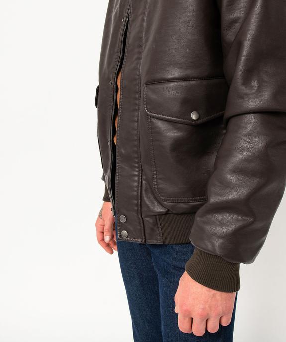 Blouson en cuir imitation avec larges poches homme  vue6 - GEMO 4G HOMME - GEMO