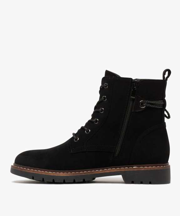 Boots à lacets et zips avec cordon fantaisie sur la tige femme  vue3 - GEMO (CASUAL) - GEMO