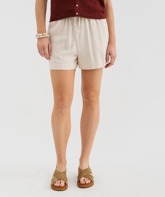 Short ample en viscose et lin femme vue1 - GEMO 4G FEMME - GEMO