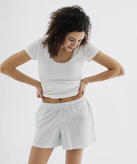 Haut de pyjama en maille côtelée femme vue1 - GEMO 4G FEMME - GEMO