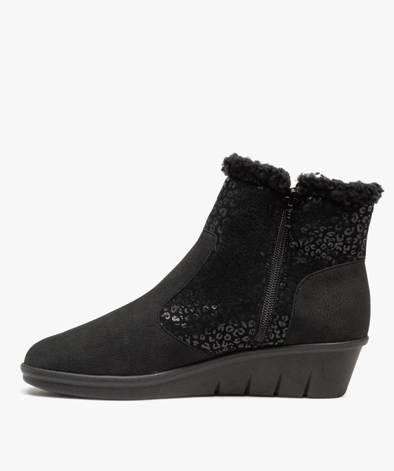 Boots fourrées femme confort dessus cuir souple uni vue3 - GEMO (CONFORT) - GEMO