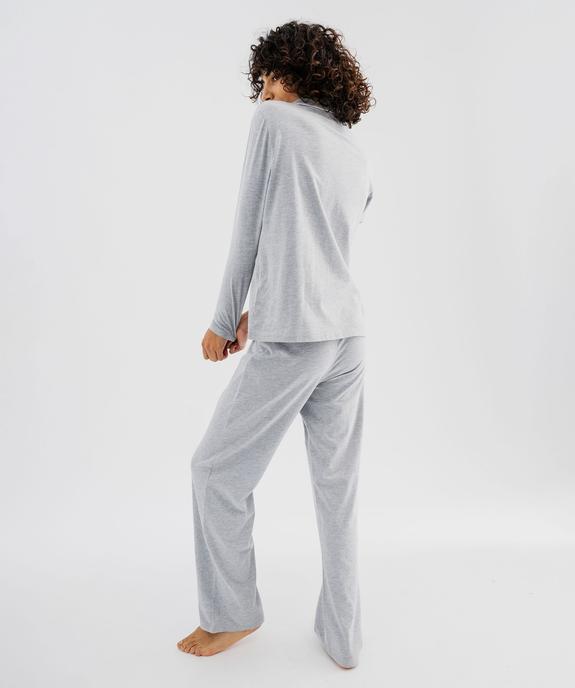 Pyjama deux pièces femme : chemise et pantalon vue3 - GEMO 4G FEMME - GEMO