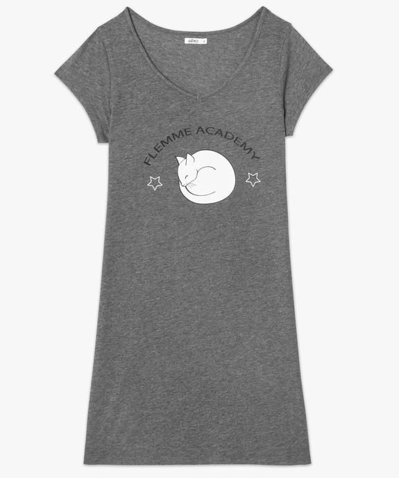 Chemise de nuit imprimée à manches courtes femme vue4 - GEMO 4G FEMME - GEMO