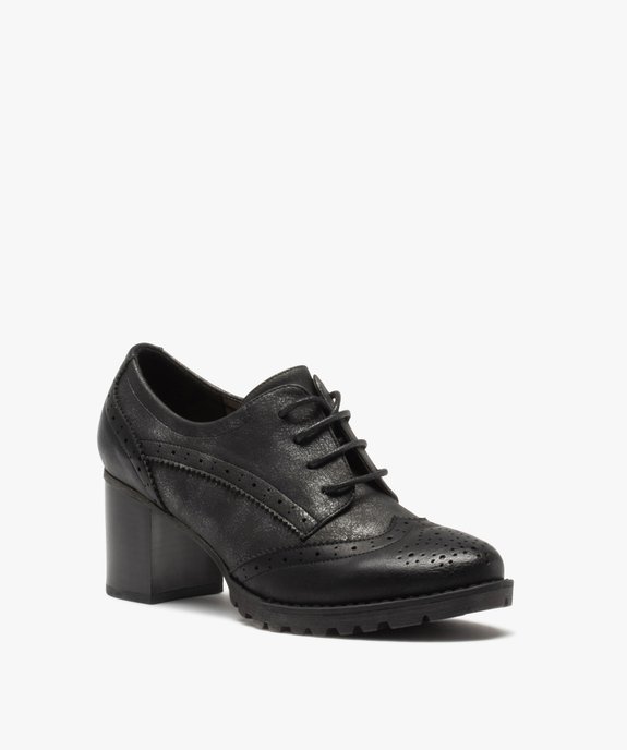 Escarpins femme à talon style derbies  vue2 - GEMO(URBAIN) - GEMO