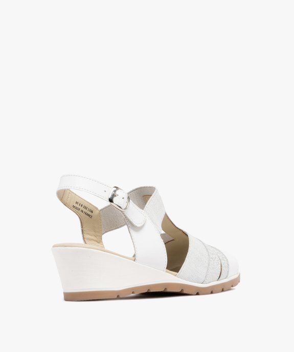 Sandales femme confort à talon compensé avec brides fantaisie élastiques et en cuir vue4 - GEMO 4G FEMME - GEMO