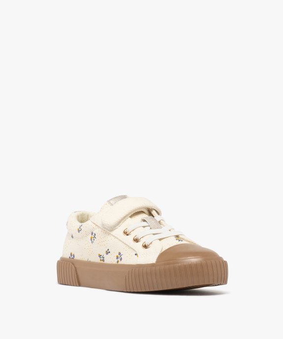 Baskets fille en toile fleurie avec scratch et semelle épaisse contrastante vue3 - LOVELY WINGS GEMO FOR GOOD - GEMO