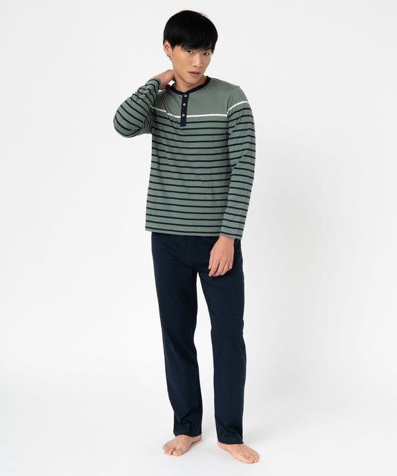 Pyjama à manches longues et pantalon large homme vue1 - GEMO 4G HOMME - GEMO