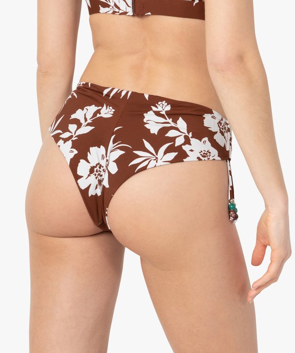 Bas de maillot de bain femme à motifs fleuris forme tanga vue2 - GEMO (PLAGE) - GEMO