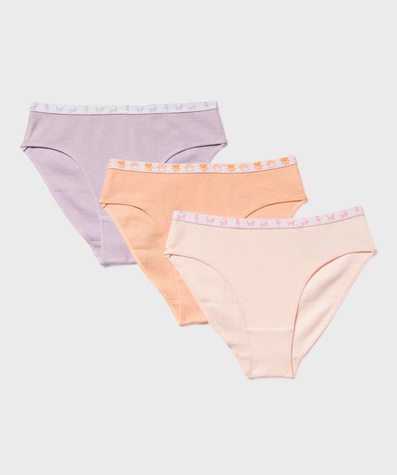 Culottes en coton stretch avec ceinture à motifs fille (lot de 3) vue1 - GEMO 4G FILLE - GEMO
