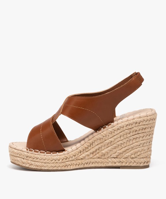 Sandales femme à talon compensé en corde unies à enfiler vue4 - GEMO(URBAIN) - GEMO