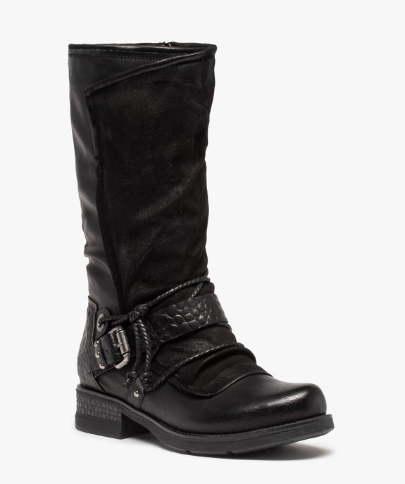 Bottes femme unies style motard à brides fantaisie vue2 - GEMO (CASUAL) - GEMO