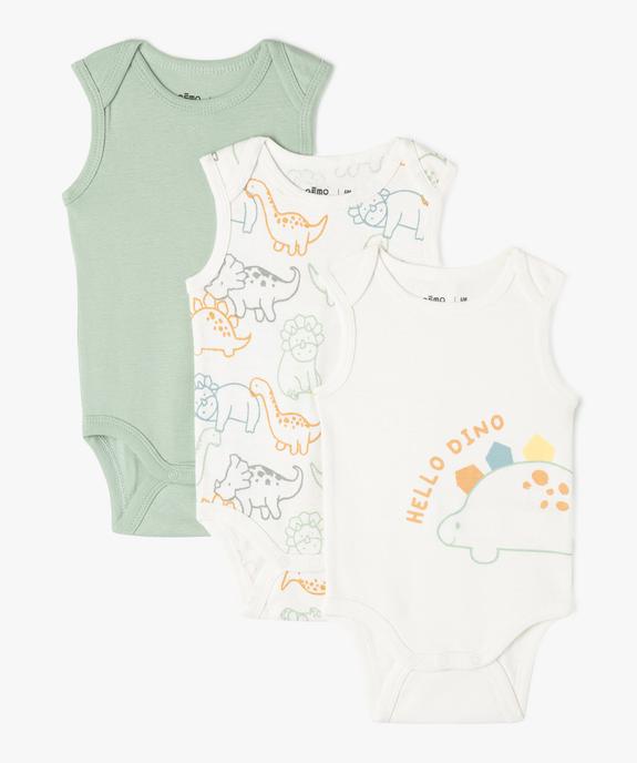Bodies sans manches avec motifs dinosaures bébé garçon vue1 - GEMO 4G BEBE - GEMO