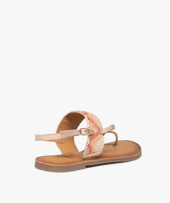Sandales femme à entre-doigts en cuir et broderies perlées vue4 - GEMO (CASUAL) - GEMO
