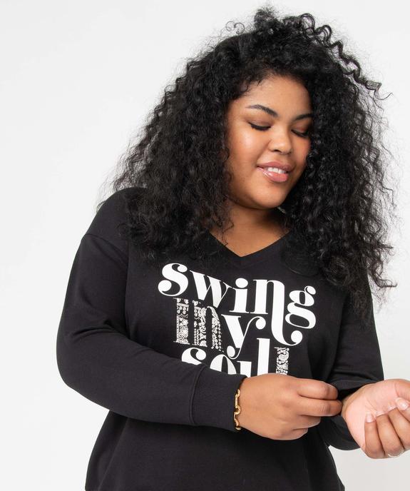 Sweat femme grande taille col V et imprimé vue2 - GEMO (G TAILLE) - GEMO