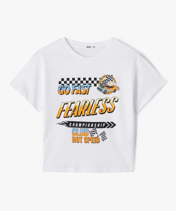 Tee-shirt ample et court à manches courtes imprimé fille vue1 - GEMO (JUNIOR) - GEMO