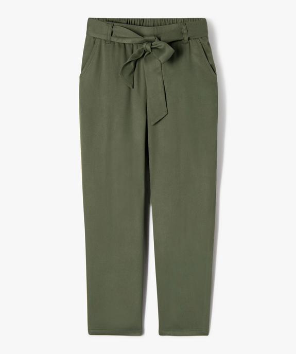Pantalon carotte fluide avec ceinture à nouer fille vue1 - GEMO (ENFANT) - GEMO
