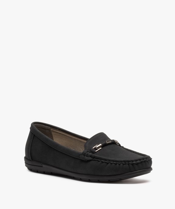 Mocassins femme à talon plat dessus suédine unie vue2 - GEMO (CASUAL) - GEMO