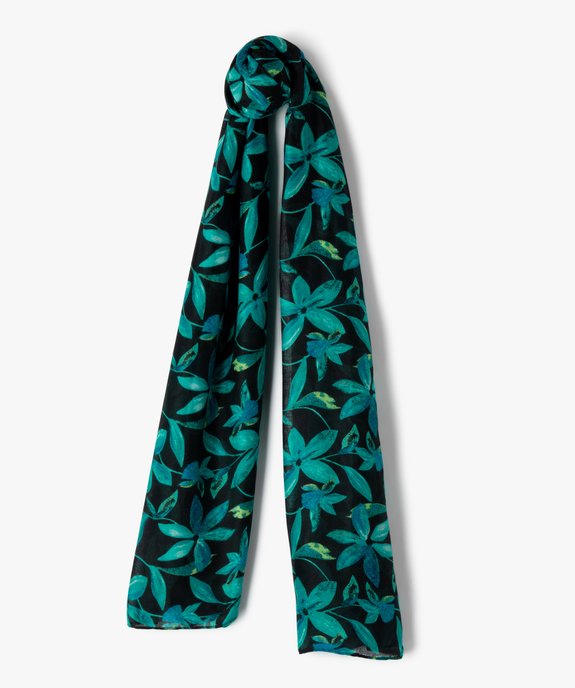 Foulard rectangle en voile fleuri femme vue1 - GEMO 4G FEMME - GEMO
