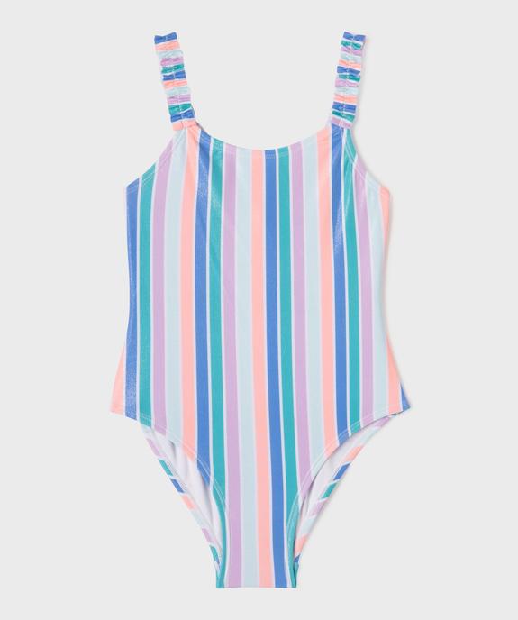 Maillot de bain 1 pièce dos nageur à rayures et paillettes fille vue1 - GEMO (ENFANT) - GEMO