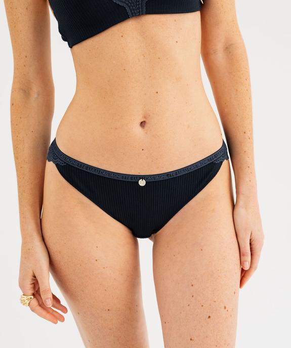 Culotte en maille côtelée avec dentelle femme - LuluCastagnette vue1 - LULUCASTAGNETTE - GEMO