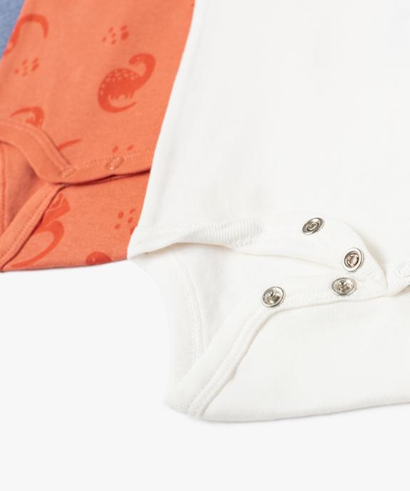 Body bébé garçon sans manches motif dinosaures (lot de 3) vue2 - GEMO 4G BEBE - GEMO