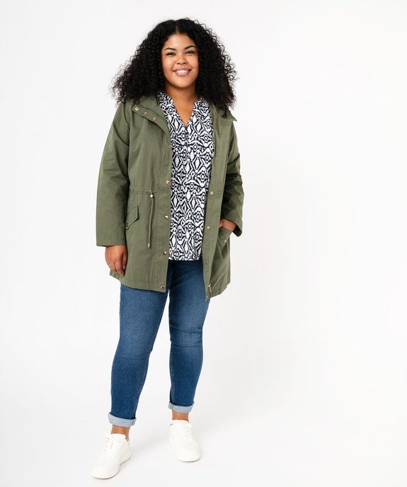 Parka femme grande taille à capuche toucher peau de pêche vue5 - GEMO (G TAILLE) - GEMO
