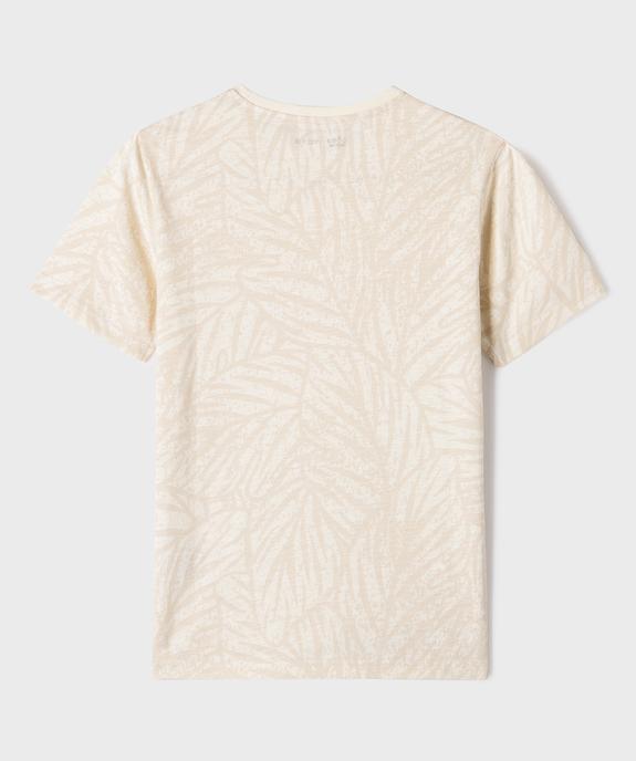 Tee-shirt manches courtes en jersey de coton imprimé feuillage garçon vue3 - GEMO 4G GARCON - GEMO