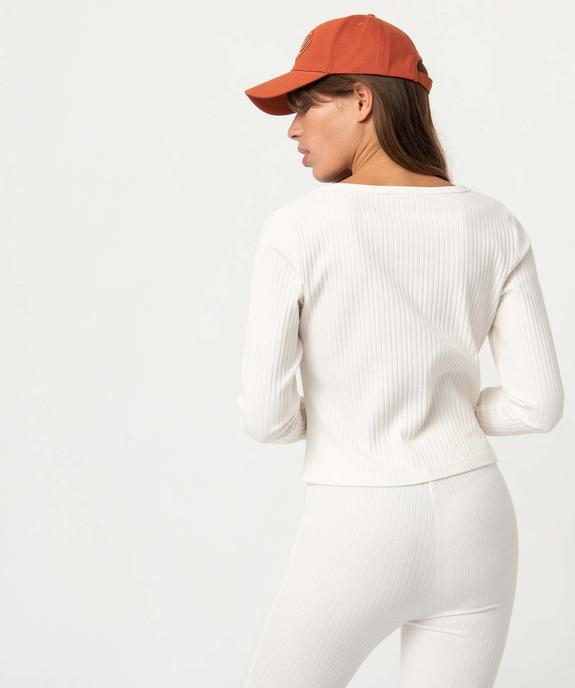 Tee-shirt femme à manches longues en maille côtelée vue3 - GEMO(FEMME PAP) - GEMO