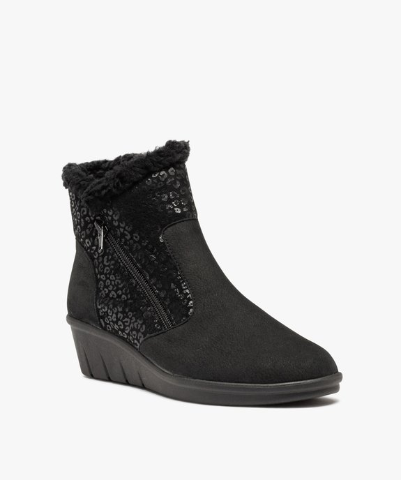 Boots fourrées femme confort dessus cuir souple uni vue2 - GEMO (CONFORT) - GEMO